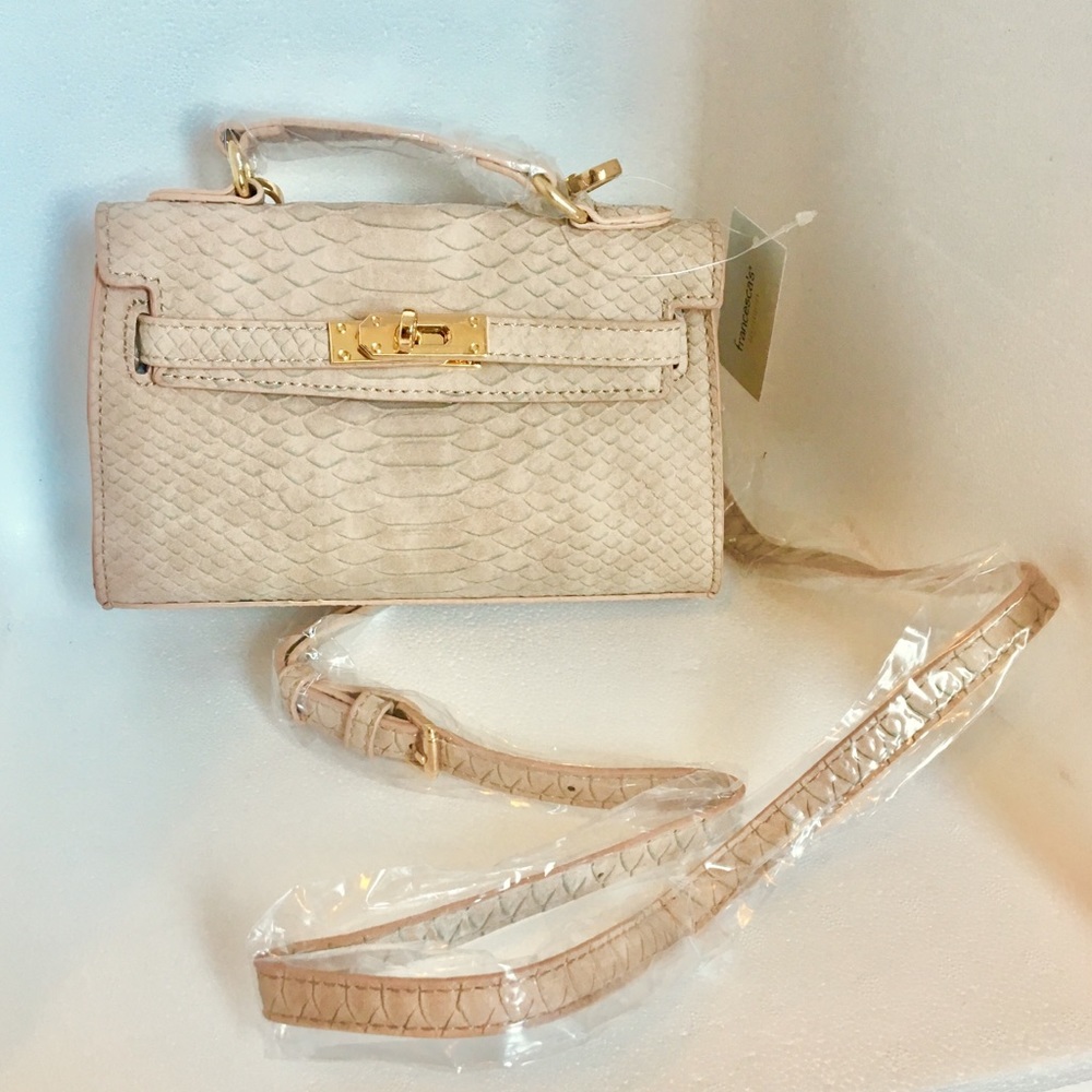 NWT Francesca’s Blush Snake Crossbody Lock Bag - Picture 4 of 8